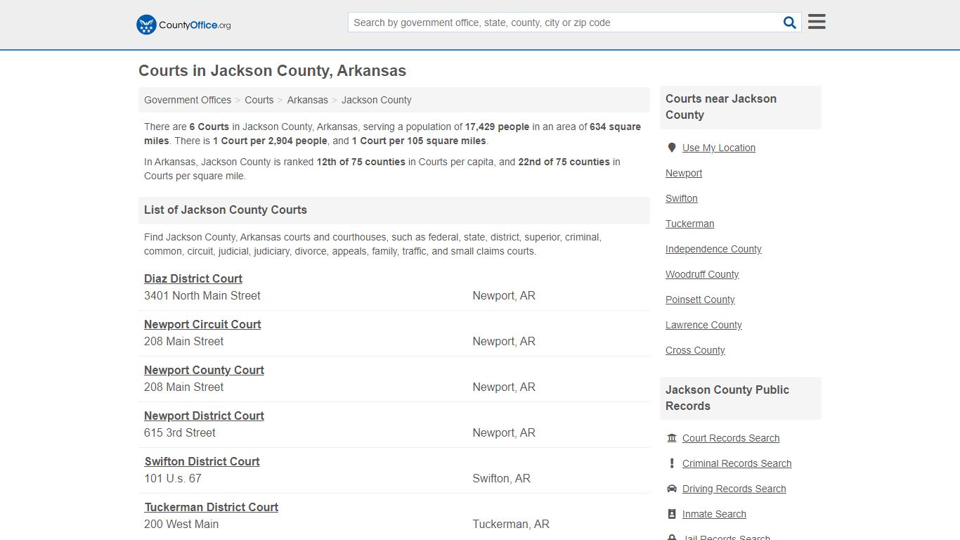 Courts - Jackson County, AR (Court Records & Calendars)