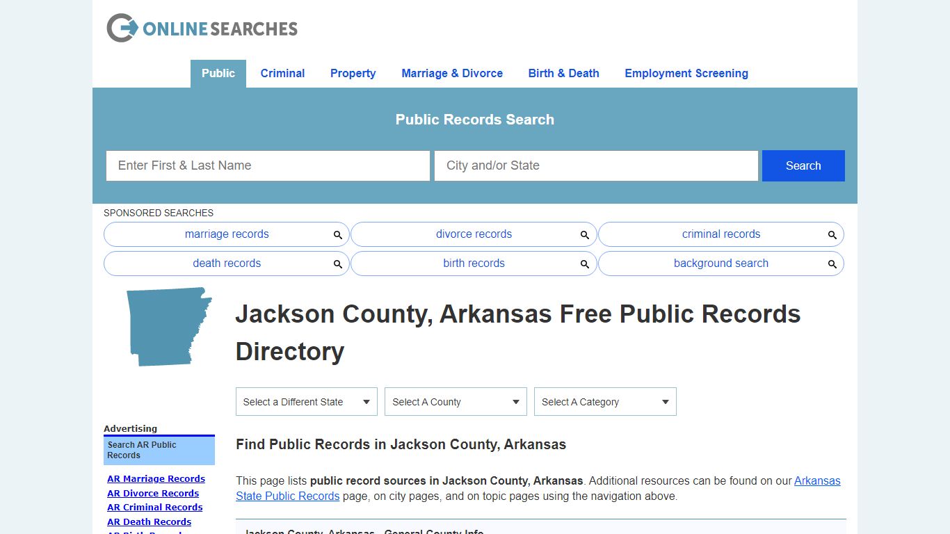 Jackson County, Arkansas Public Records Directory